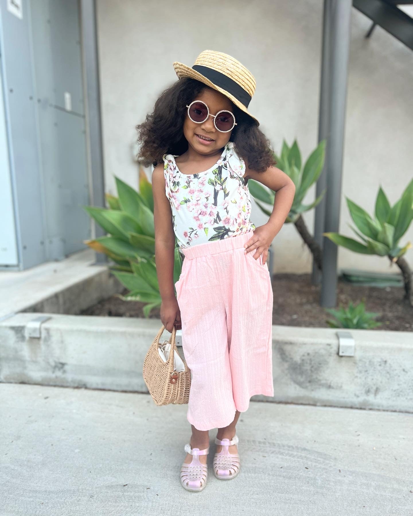 Pink linen Cropped pants