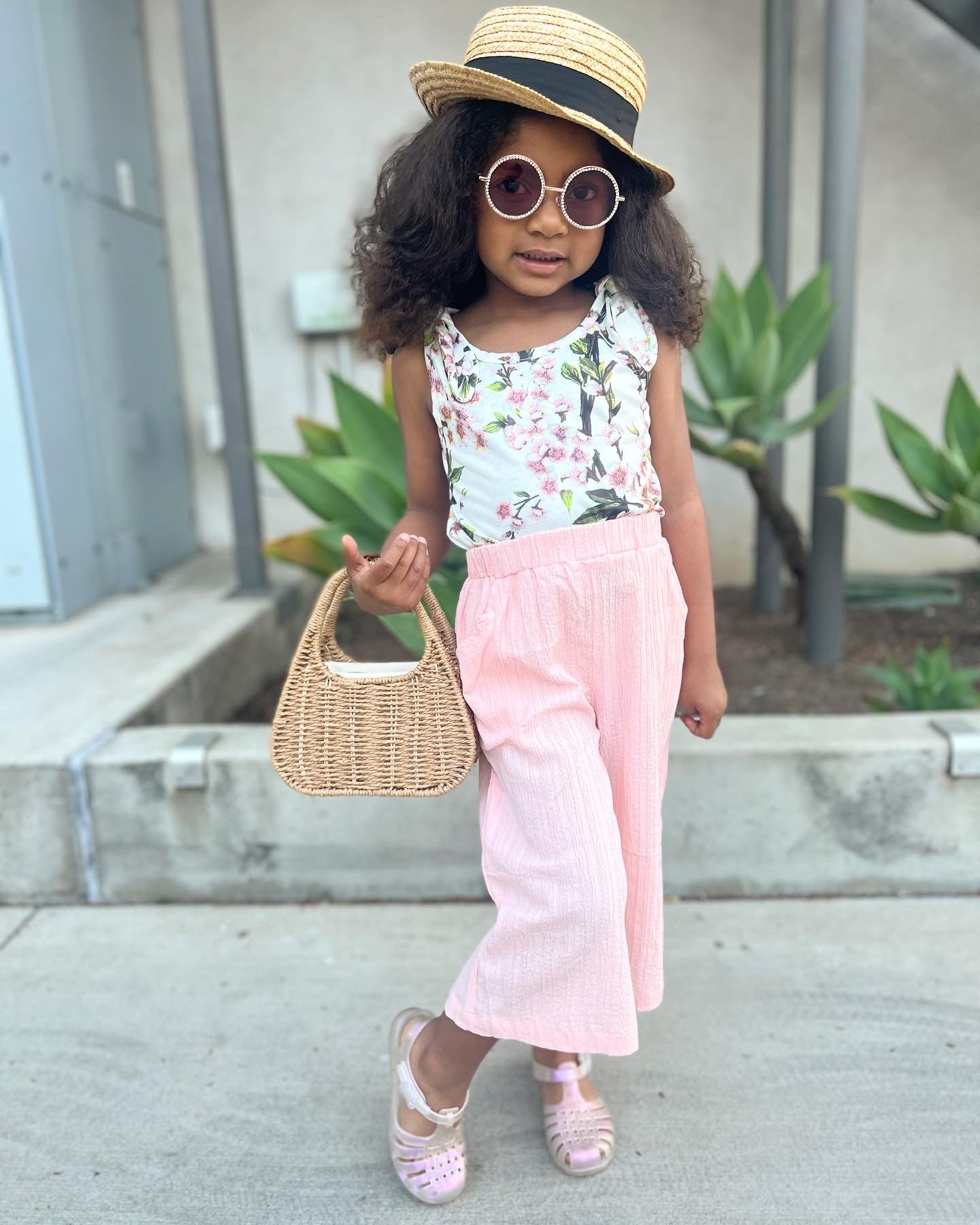 Pink linen Cropped pants
