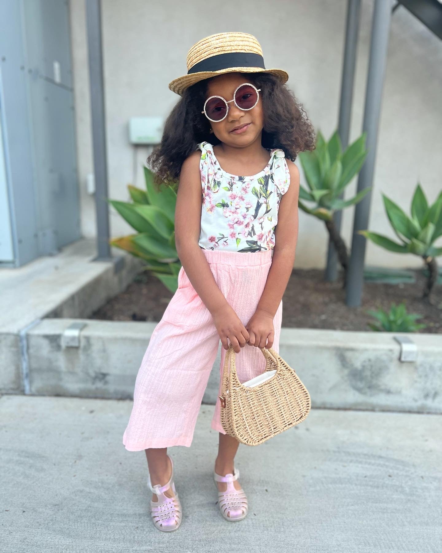 Pink linen Cropped pants