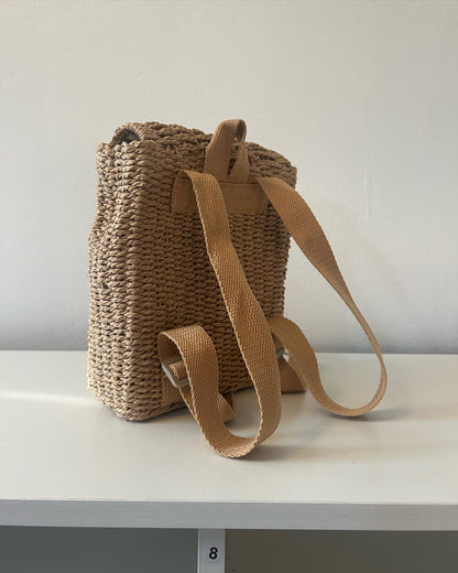 Natural Straw Backpack