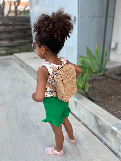 Natural Straw Backpack